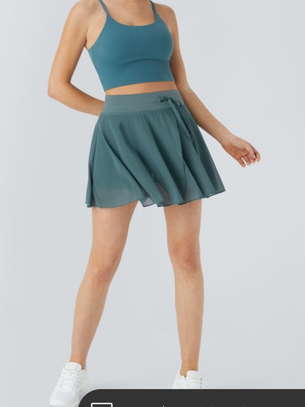Halara High Waisted Drawstring Contrast Mesh Mini Skort Skirt Mineral Blue NWT - Picture 2 of 8